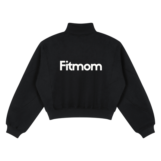 Fitmom (Back)Loose Fleece Quarter-Zip Sweatshirt